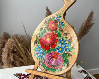Wooden Decorative Kitchen Board With Petrykivka Painting Hand
