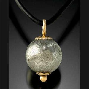 All Time Favorite: Simple, Elegant, Modern Meteorite Pendant, 14K Gold Setting. Treasure from Outer Space -- Best Seller