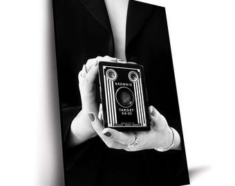 Camera in Focus Minimal Fashion Trend Poster, Canvas Print, Modern Fashion Wall Art for Living Room, Office & Gallery Wall