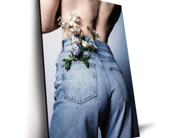 Blue Jeans Minimal Fashion Trend Poster, Canvas Print, Modern Fashion Wall Art for Living Room, Office & Gallery Wall