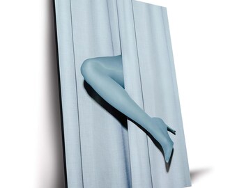Póster de tendencia minimalista de tacón de aguja azul, impresión en lienzo, arte mural de moda moderna para sala de estar, oficina y galería.