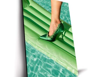 Emerald Steps Minimal Fashion Trend Poster, Canvas Print, Modern Fashion Wall Art for Living Room, Office & Gallery Wall