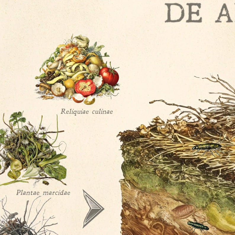 Vintage Compost Art Print | Composting-themed Kitchen Wall Decor ...
