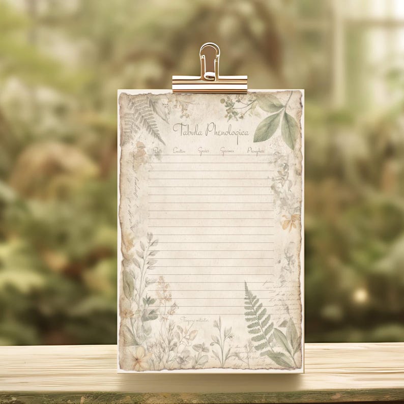 Field Notebook Examples Botany Plant Phenology Record Datasheet | Printable Nature Observation Journal ...