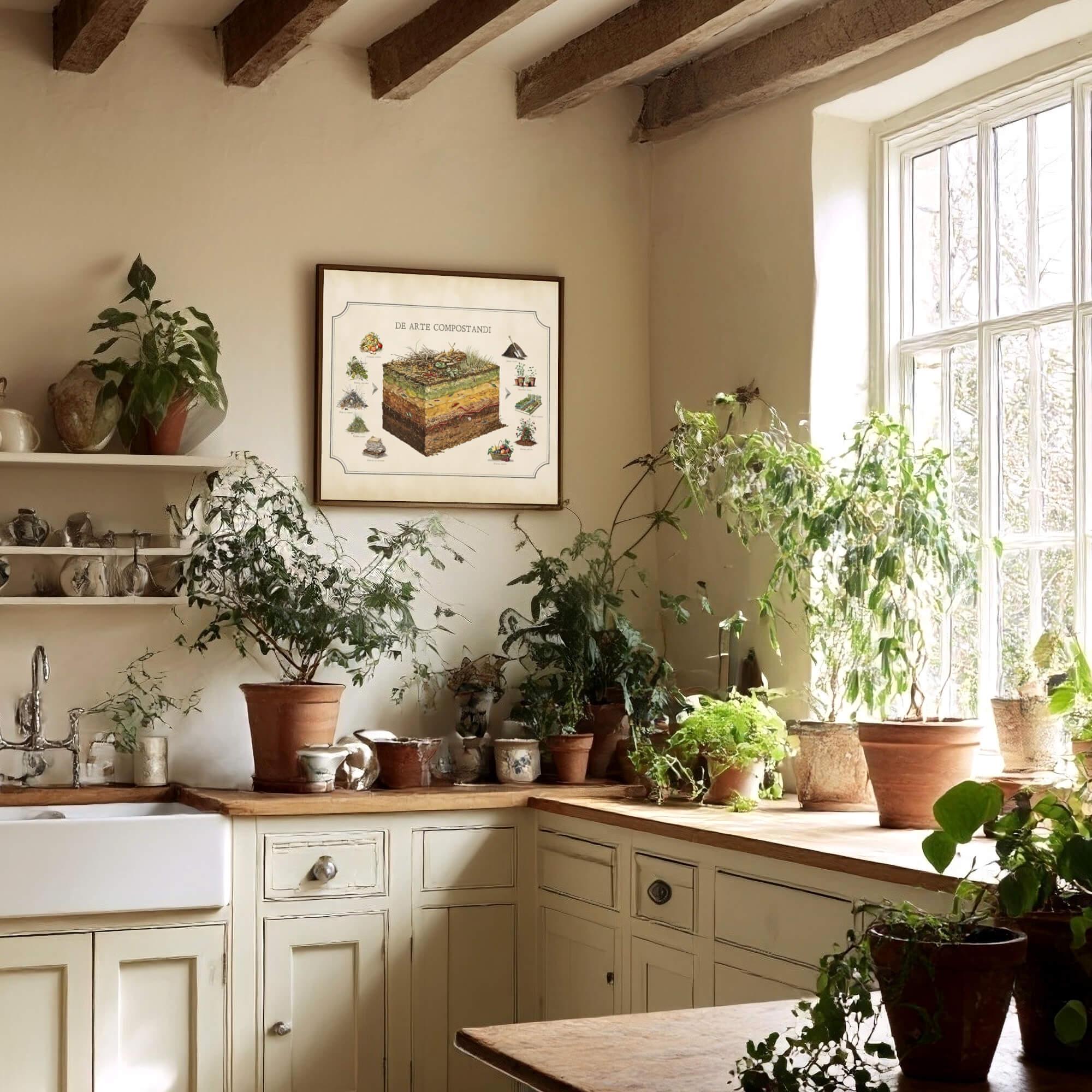 Vintage Compost Art Print | Composting-themed Kitchen Wall Decor ...