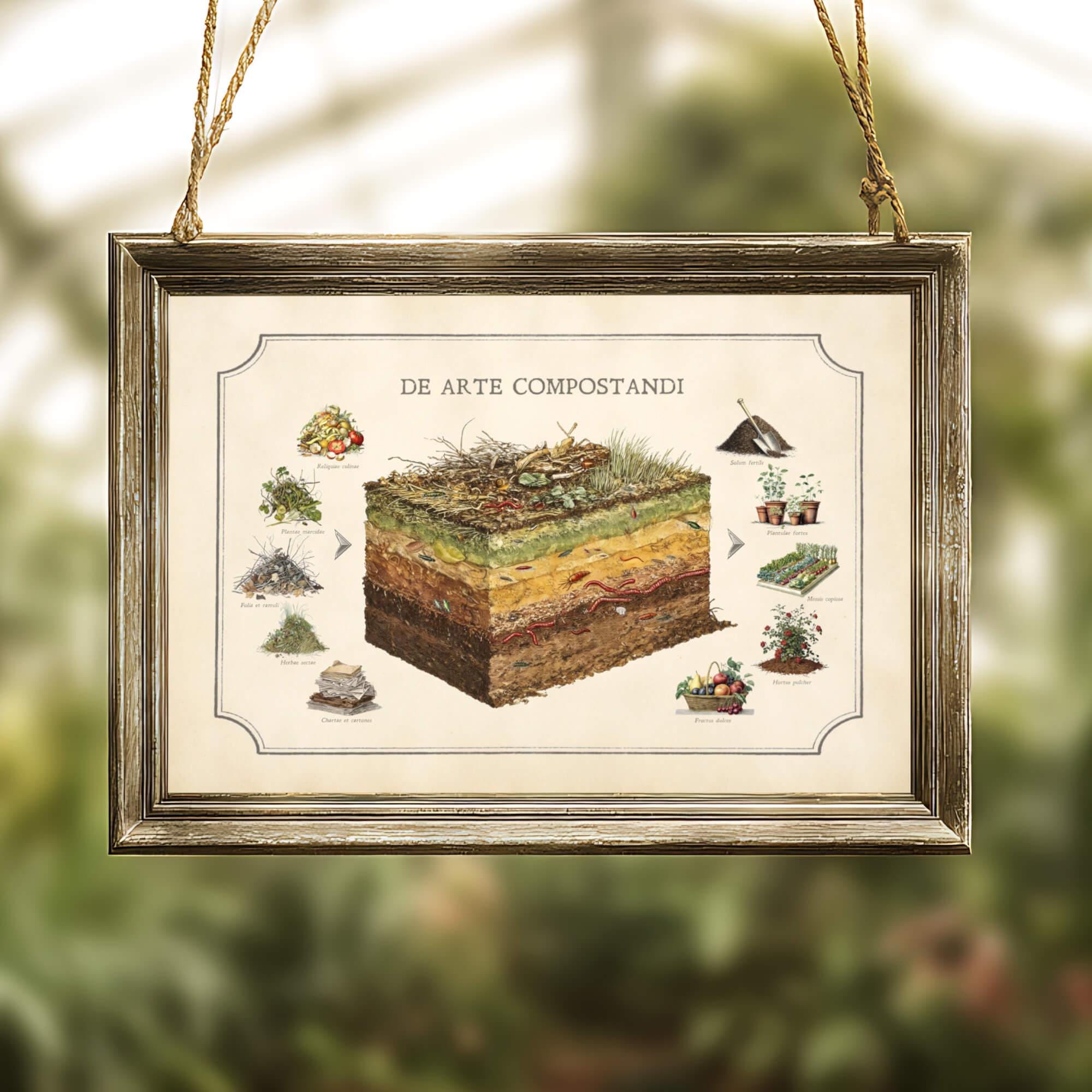 Vintage Compost Art Print | Composting-themed Kitchen Wall Decor ...