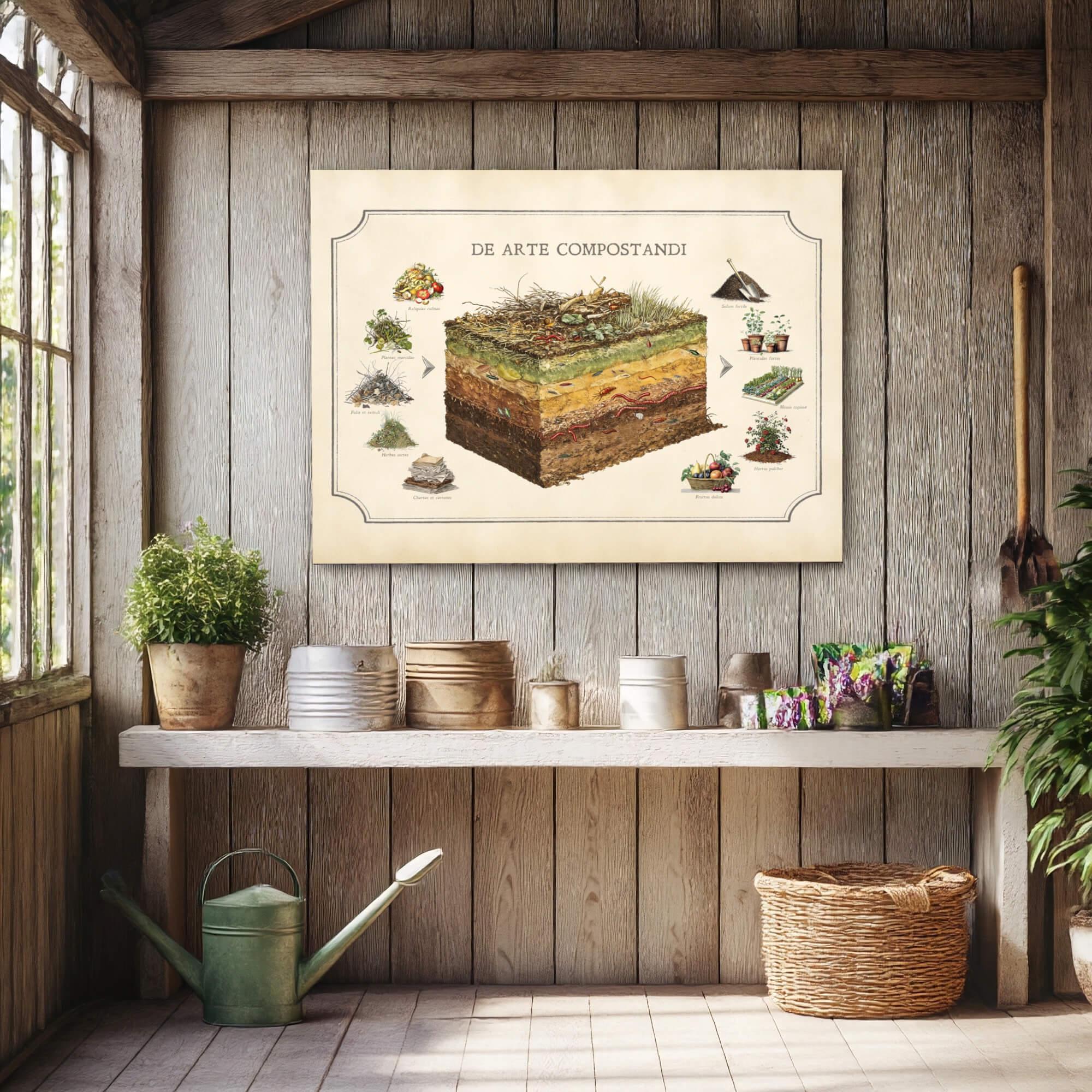 Vintage Compost Art Print | Composting-themed Kitchen Wall Decor ...