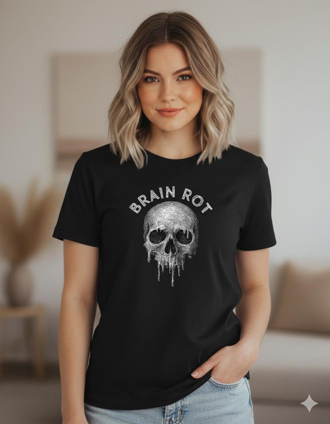 Brain Rot Dripping Skull, Dark Academia Gothic Short-sleeve T-shirt - Etsy