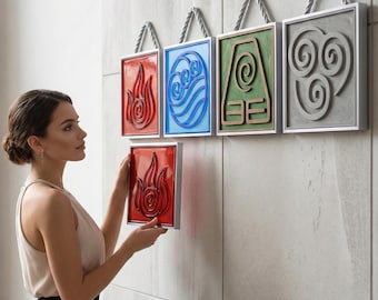 Four Elements Symbol STL File : Elemental Fantasy Inspired | 3D Printable Wall Art (Digital Download)