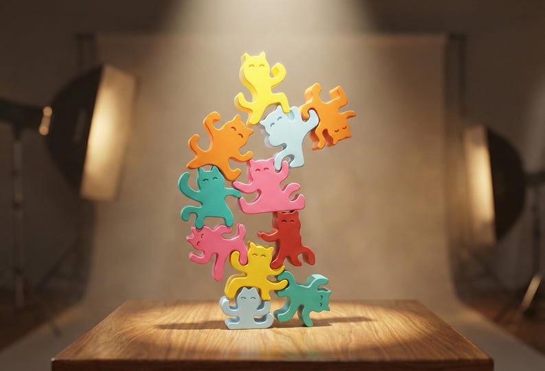 Cat Stacking Game STL File : Cute Balance Toy | Fun Balance Puzzle ...