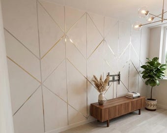 Gold Line Wall Art: Abstract Strips & Luxury Wall Panels for Interior Styling