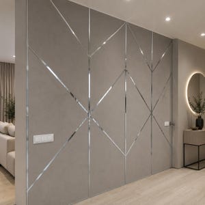 Mirror Lines Decals: Chrome Wall Strips & Abstract Accent Trim for Interior Decor