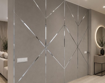 Mirror Lines Decals: Chrome Wall Strips & Abstract Accent Trim for Interior Decor