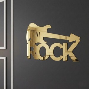 Rock Music Wall Art: Custom  Sign,Mirror Panels for Studio, Bar & Music Room Decor