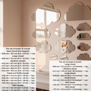 Cloud Mirror Decals for Kids Room: Flat Mirror Surface Clouds Panels