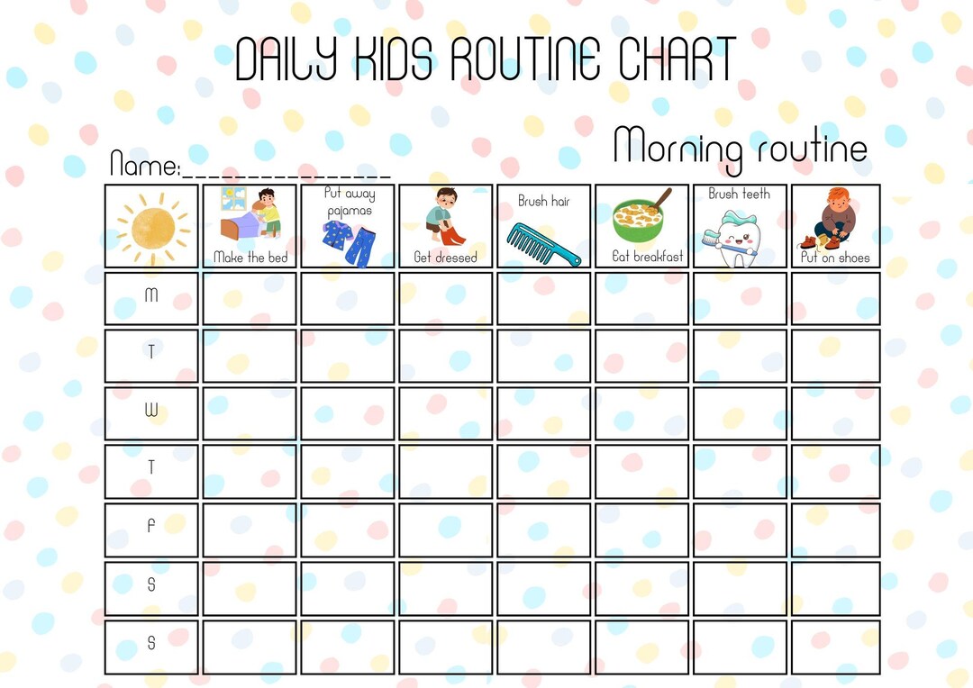 Daily Kids Routine Chart – Printable A4 PDF - Etsy