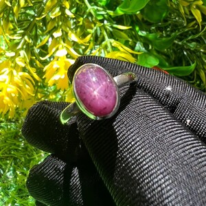 Natural Star Ruby Ring Sterling Silver Oval Gemstone 7x9mm (US 8)