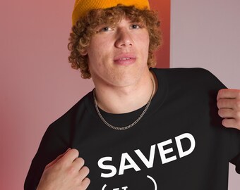 Sudadera con la definición de SALVADO (v.) – Sudadera minimalista cristiana de cuello redondo – Suéter con versículo bíblico de Hebreos 7:25 – Ropa de fe – Regalo con versículo bíblico