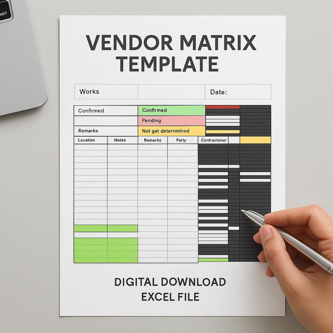 Contractor Incentivisation Matrix Vendor Matrix Excel Template | Supplier Comparison Sheet | Contractor ...