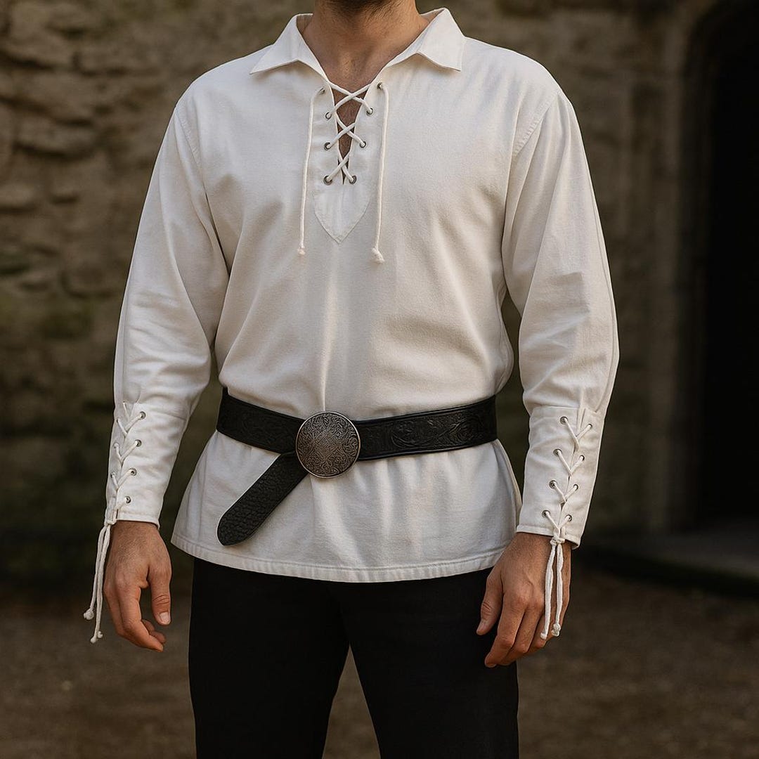 Medieval Long Sleeve Shirt for Men, Renaissance Tunic Viking Style ...