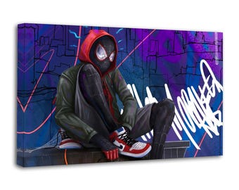 Superhero Miles Morales Spider Painting On Canvas Wall Art Poster Picture Print Living Room Walls Decor Home Posters