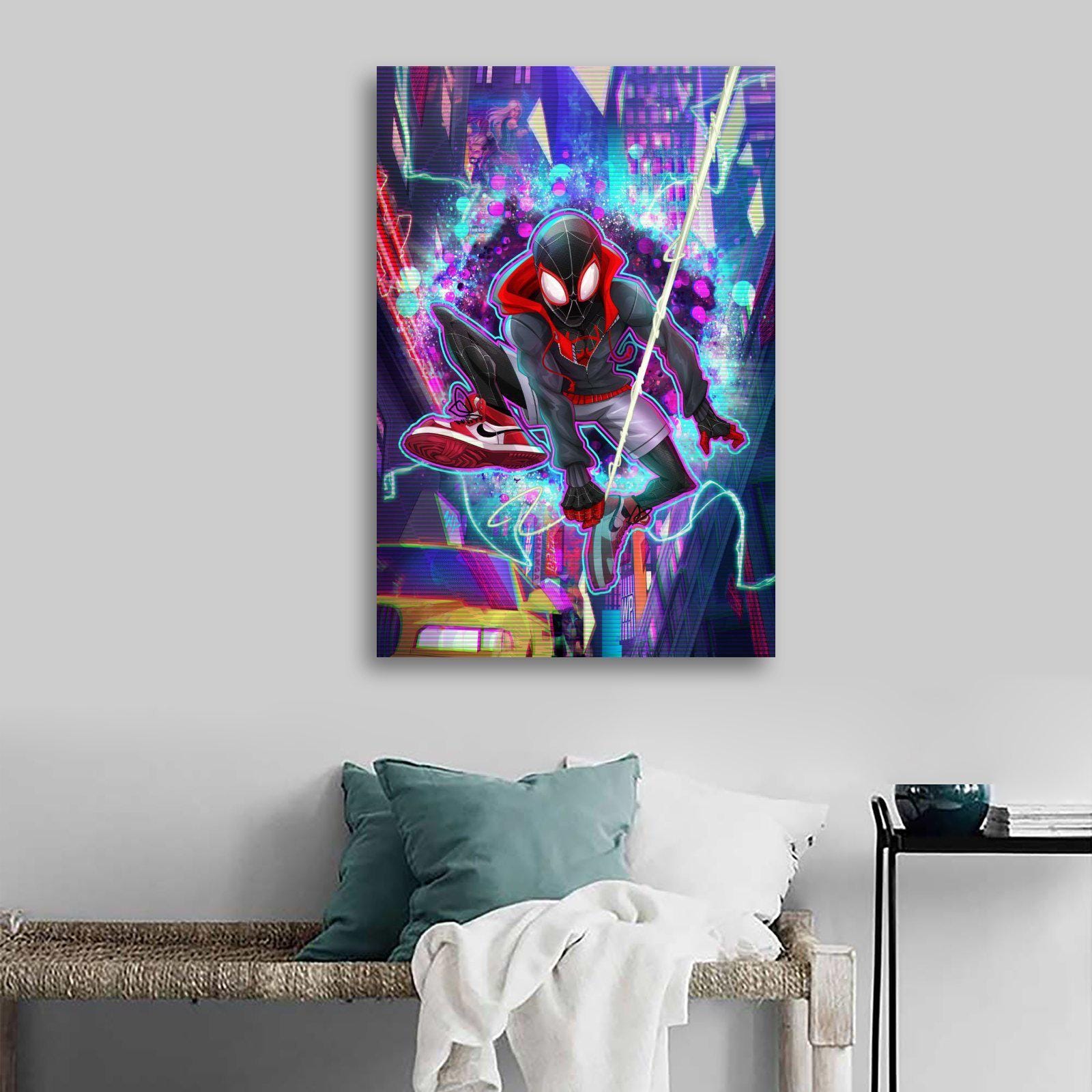 Miles Morales Spider Verse Painting on Canvas Wall Art Poster Picture