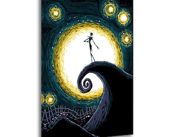 Antes de Navidad, Jack Skellington, el rey, pintura sobre lienzo, arte de pared, póster, imagen impresa, decoración de paredes para sala de estar, carteles para el hogar