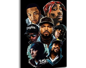 Leyenda del hip hop, música hip hop de la vieja escuela de la Costa Oeste, pintura sobre lienzo, arte de pared, póster, impresión de imagen, decoración de paredes de sala de estar, pósteres para el hogar