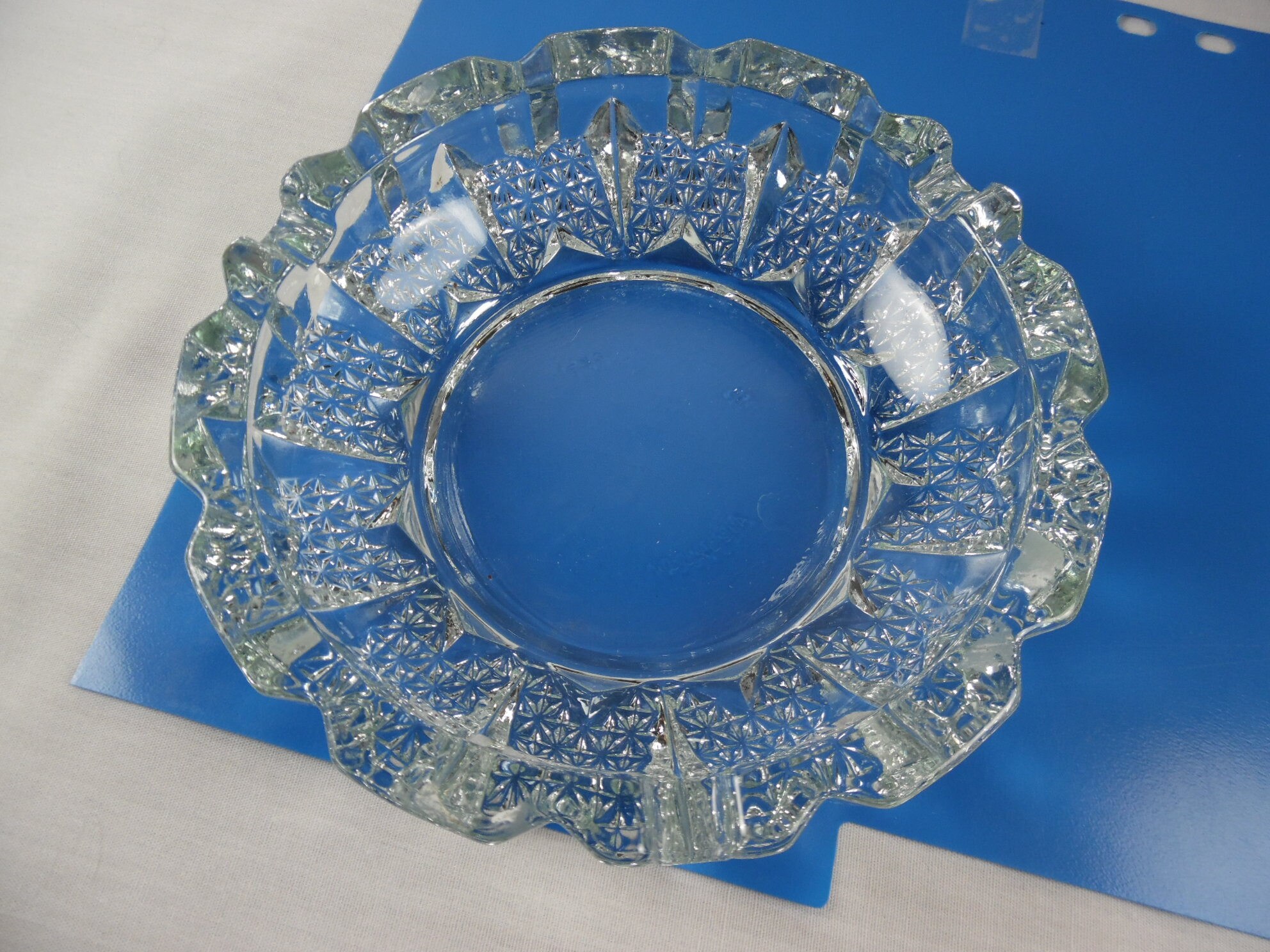 Ashtray Large Round Clear Glass Vintage 3 Slot 6 Inch Ashtray Etsy