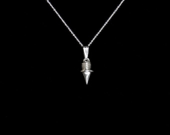 18" Sterling Silver .9mm Chain Necklace with Track Spike Pendant