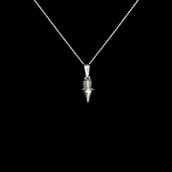 18" Sterling Silver .9mm Chain Necklace with Track Spike Pendant