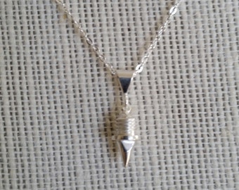 16" Sterling Silver .9mm Chain Necklace with Sterling Silver Track Spike Pendant