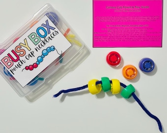 Pouch Cap Necklaces Busy Box | Threading & Fine Motor Fun
