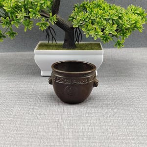 Vintage Bronze Treasure Pot, Mini Kupfer Räuchergefäß mit, Reichtum anziehenden Feng Shui Dekor