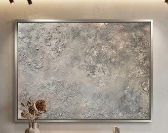 Pintura con textura de tierra y hierro – Superficie geológica en yeso y polvos metálicos – Arte mural abstracto – Hecho a mano en Florencia