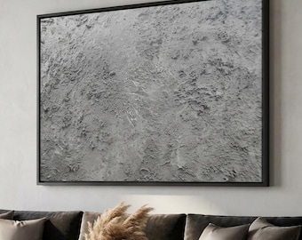 XXL textured panel - Grey plaster wall art - Original wall art - Unique interior design piece