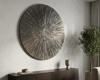 Pintura texturizada 3D negra con polvo de hierro: arte mural minimalista de gran tamaño, arte mural contemporáneo con paneles texturizados.