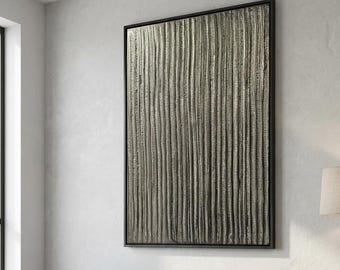 Cuadro 3D a rayas plateadas - Pintura geométrica abstracta - Arte moderno con materiales de última generación - Decoración de pared para oficina - Diseño italiano
