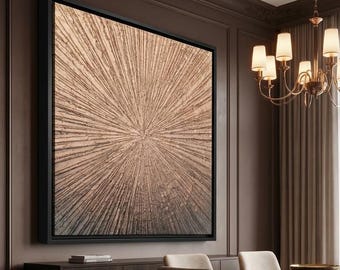 Pintura de cobre y rayos negros – Panel de yeso 3D – Arte mural escultórico – Hecho a medida