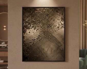 Yeso dorado texturizado y pintura en pan de oro – Escultura mural abstracta en 3D – Arte de lujo original – Hecho a mano en Florencia