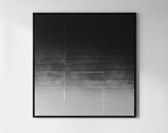 Contemporary matte black and silver painting with sculpted texture – Modern wall art for elegant interiors – Art made in Italy