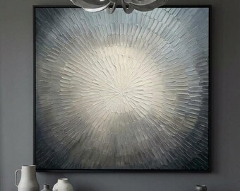 Este arte de pared de yeso texturizado contemporáneo es grande: arte de pared XXL hecho a mano para el hogar o la oficina: idea de regalo para un nuevo hogar