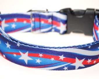 Stars and Stripes - 1" Wide Adjustable Dog Collar