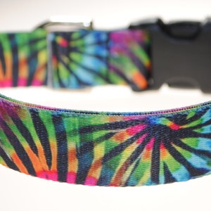 Tie-Dye 1 Wide Adjustable Dog Collar image 1