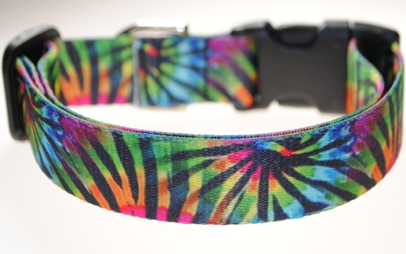 Tie-Dye 1 Wide Adjustable Dog Collar image 1