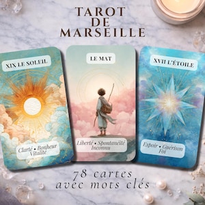 Tarot de Marsella • 78 cartas con palabras clave en francés