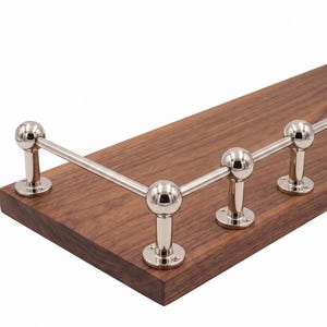 Gallery Rail Shelf: Vintage Kitchen Cabinet Safety Rod,Polished Nickel coated finish 58/75 MM.