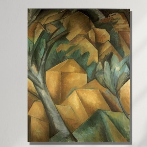 Houses at l'Estaque by  Georges Braque Canvas Poster,Cubism Print Wall Art Design, Décor for Home & Office Decoration | CANVAS READY to Hang