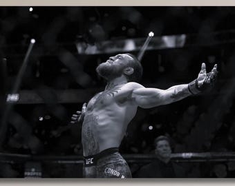 Conor McGregor Canvas Print, UFC Fighter Poster, Black and White Sports Wall Art, MMA Champion Man Cave Decor Gift