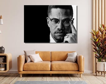 Malcolm X canvas muurkunstontwerp |  Mensenrechtenactivist posterafdruk decor voor thuis- en kantoordecoratie I POSTER of CANVAS KLAAR om op te hangen